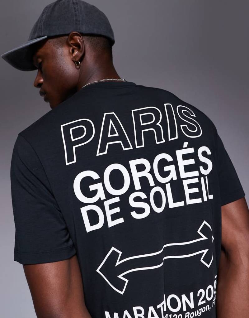 4505 - Lauf-T-Shirt aus schnell trocknendem Performance-Jersey in Schwarz mit Oversize-Schnitt und Rückenprint von 4505