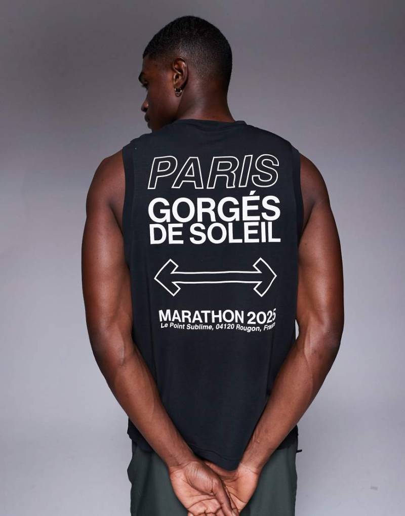 4505 - Lauf-Tanktop aus schnelltrocknendem Performance-Jersey in Schwarz mit Rückenprint von 4505