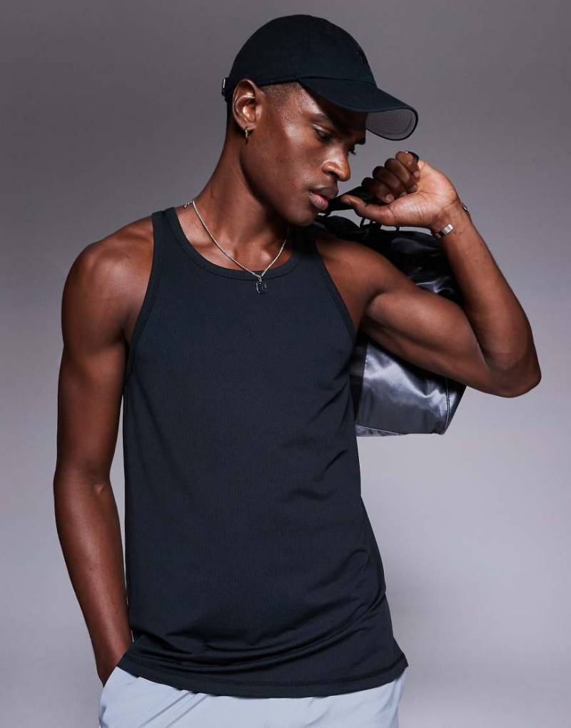 4505 - Lauf-Trägershirt aus schnelltrocknendem Netzstoff in Schwarz von 4505