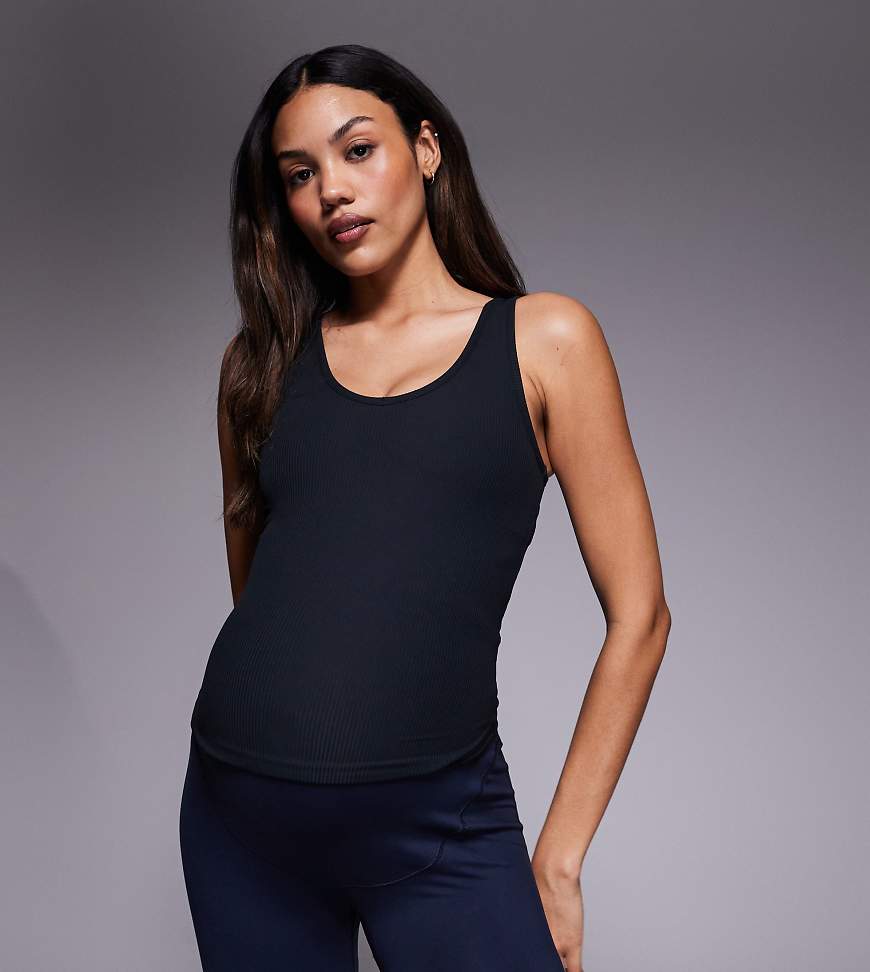 4505 Maternity - Weiches, geripptes Trägertop in Schwarz mit integriertem BH, Umstandsmode von 4505