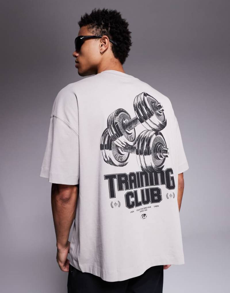 4505 - Oversize-T-Shirt aus schwerer, schnell trocknender Baumwolle in Steingrau mit Rückenprint-Neutral von 4505