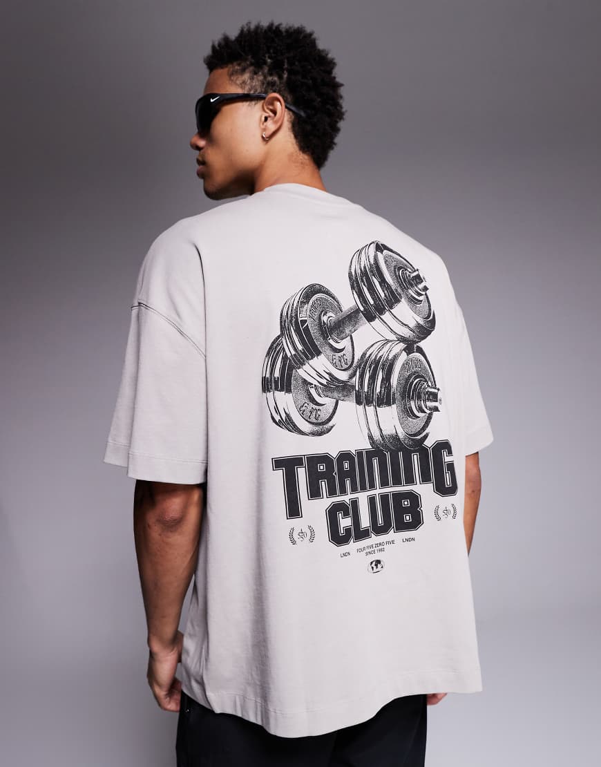 4505 - Oversize-T-Shirt aus schwerer, schnell trocknender Baumwolle in Steingrau mit Rückenprint-Neutral von 4505