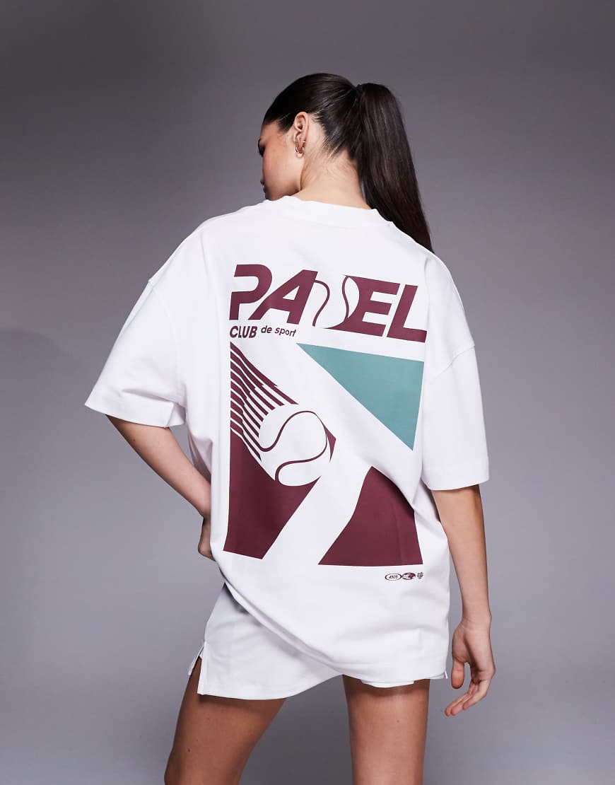 4505 - Padel - Schweres Baumwoll-T-Shirt in Weiß mit Rückenprint und Oversize-Schnitt von 4505