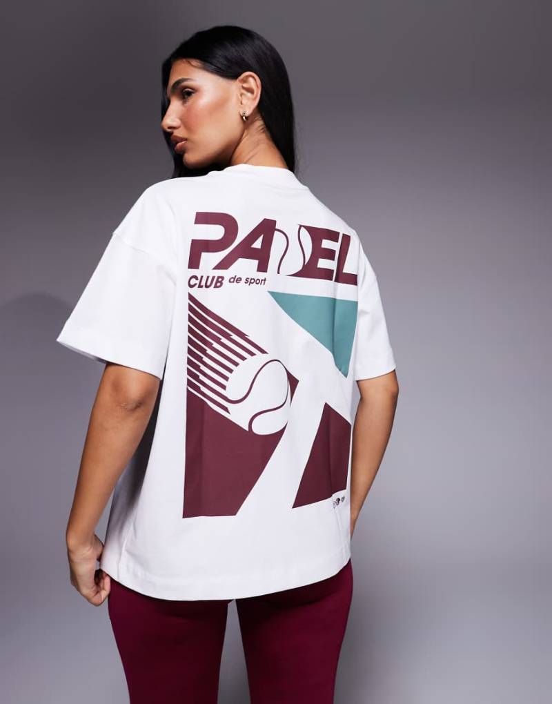 4505 - Padel - Schweres Baumwoll-T-Shirt in Weiß mit Rückenprint und Oversize-Schnitt von 4505