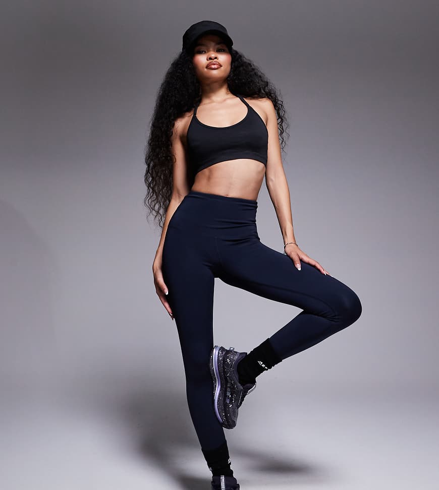 4505 Petite - Icon - Po-formende Sport-Leggings in Marineblau mit Innentasche und hohem Bund von 4505