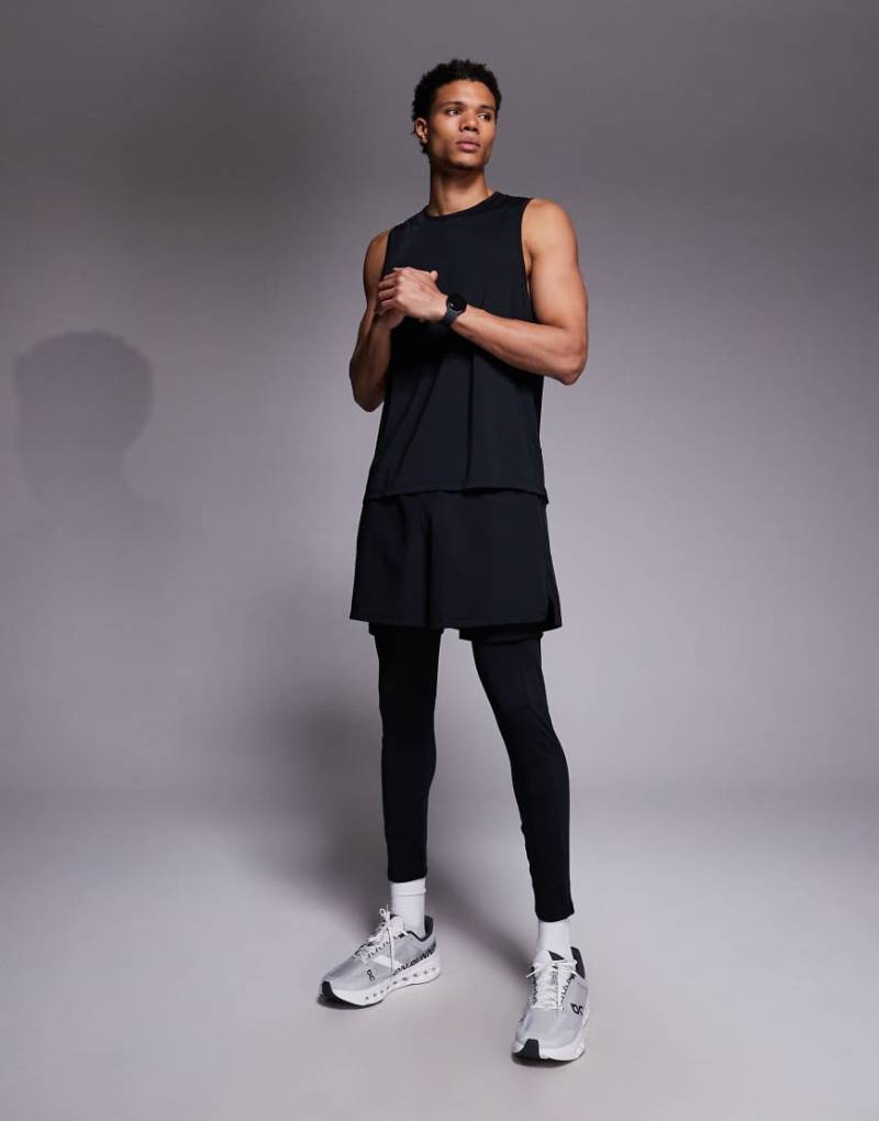 4505 - Reflektierende, schnell trocknende Baselayer-Laufleggings mit Tasche-Schwarz von 4505