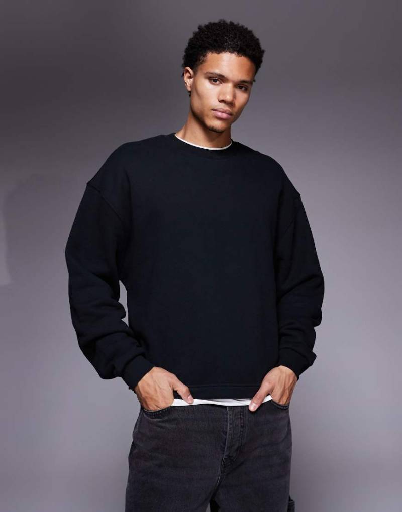 4505 - Rest Day - Kastiges Oversize-Sweatshirt aus schwerer Baumwolle in verwaschenem Schwarz, 420 g/m² von 4505