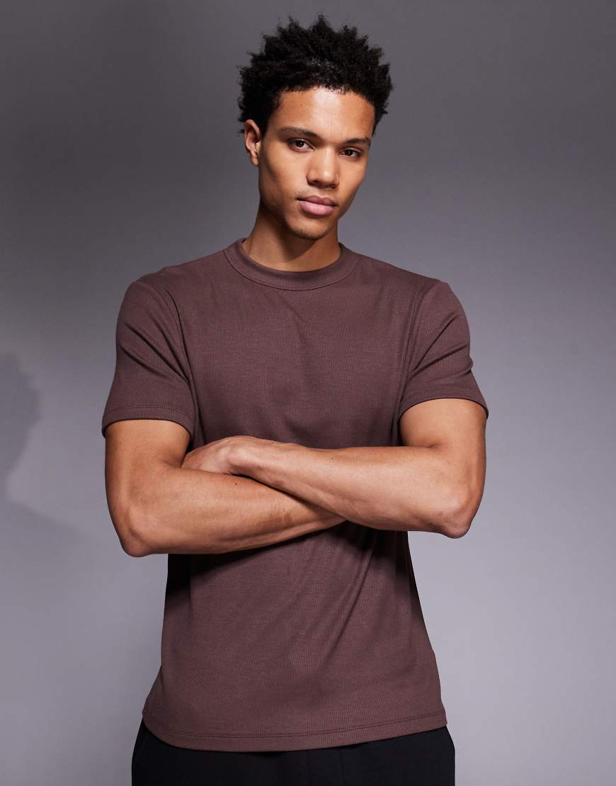 4505 - Rest Day - Ultraweiches Slim-Fit-T-Shirt aus geripptem Modal in Braun-Brown von 4505