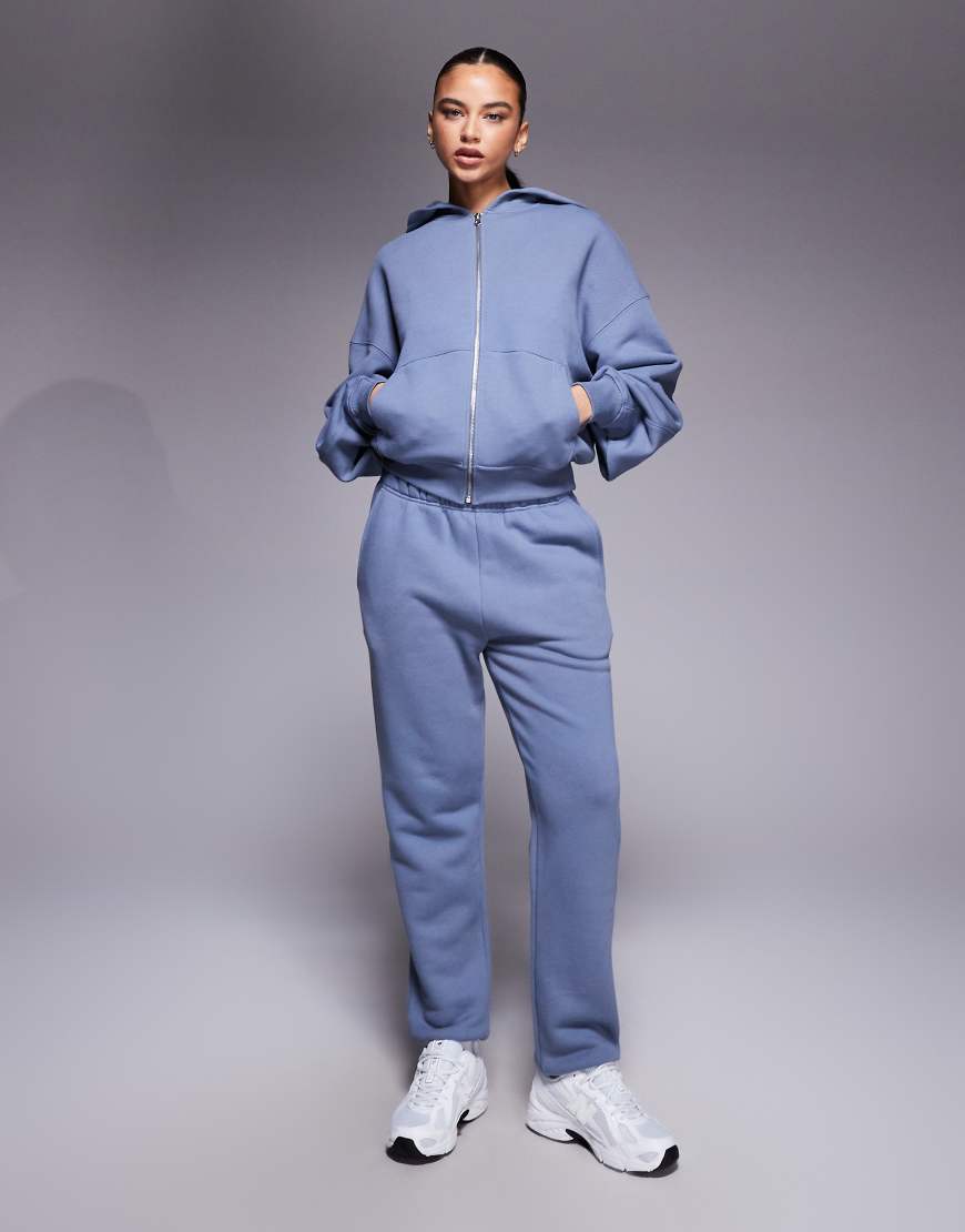 4505 - Rest Day - Schwere Baumwoll-Jogginghose in verwaschenem Steingrau mit niedrigem Bund und Bündchen, 420 g/m² von 4505