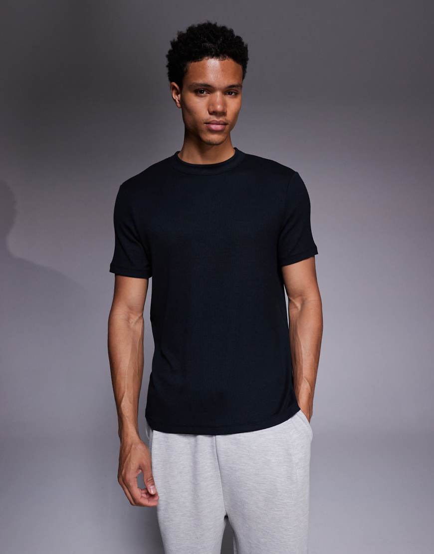 4505 - Rest Day - Ultraweiches Slim-Fit-T-Shirt aus geripptem Modal in Schwarz von 4505