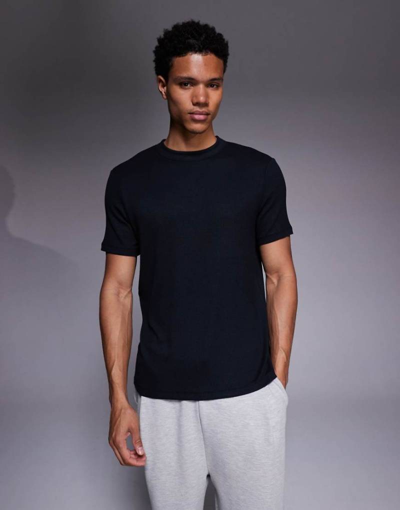 4505 - Rest Day - Ultraweiches Slim-Fit-T-Shirt aus geripptem Modal in Schwarz von 4505