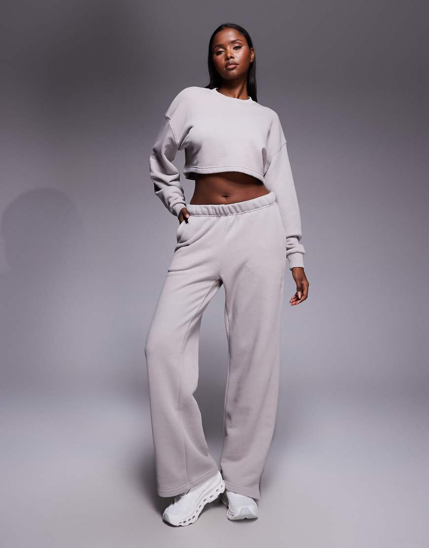 4505 - Rest Day - Weit geschnittene Jogginghose aus schwerer Baumwolle in verwaschenem Nerzbraun mit niedrigem Bund, 420 g/m²-Grau von 4505