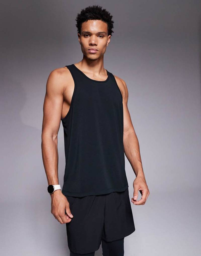 4505 - Schnelltrocknendes Sport-Tanktop aus Jersey in Schwarz mit U-Ausschnitt von 4505