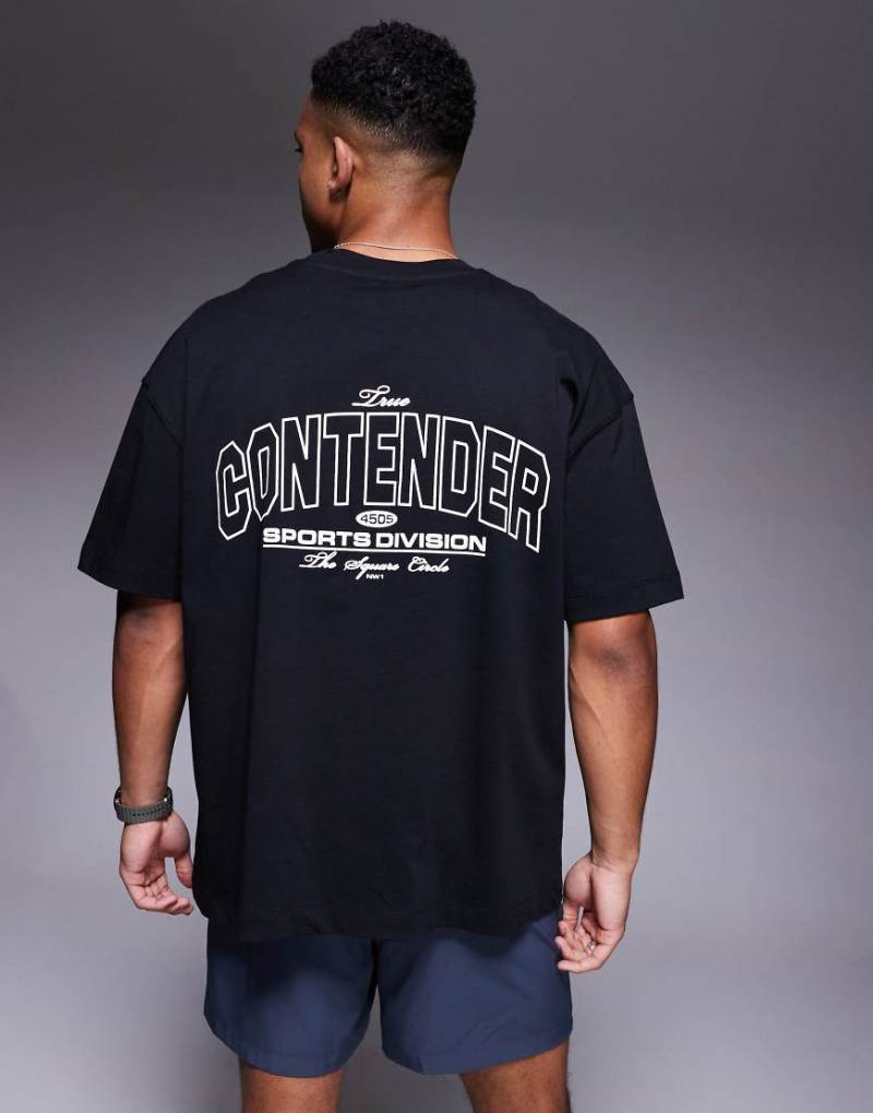 4505 - Schweres Oversize-T-Shirt aus schnell trocknender Baumwolle in Schwarz mit Rückenprint von 4505