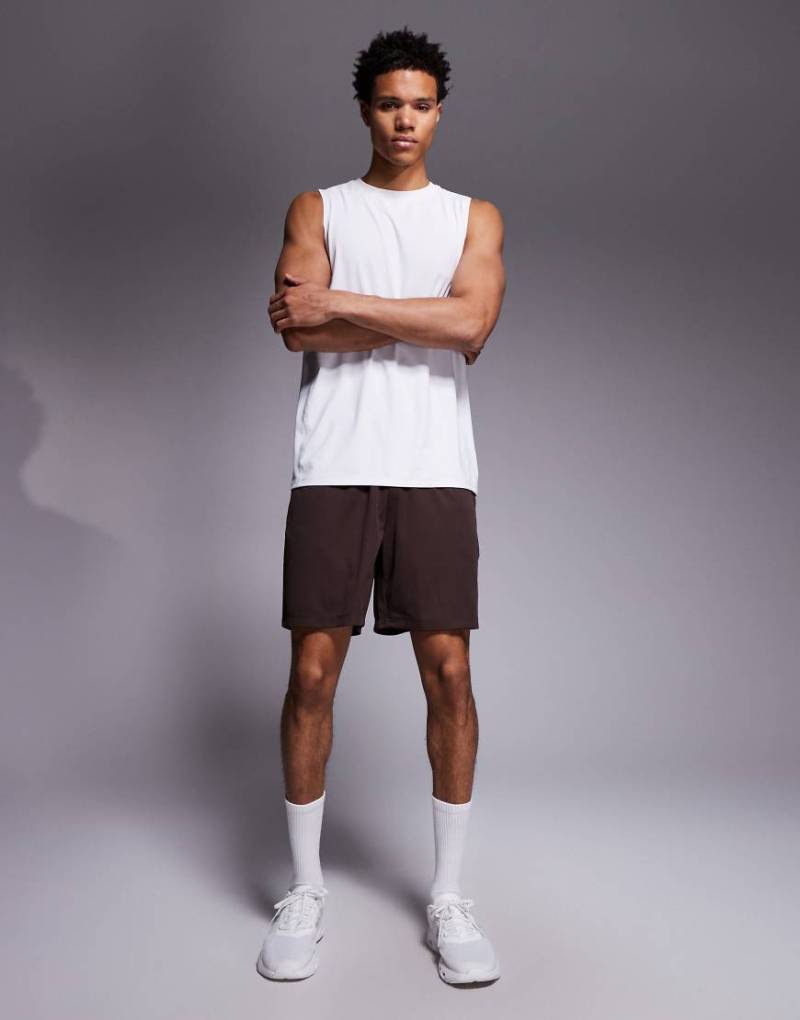 4505 - Sport-Shorts aus schnelltrocknendem Netzstoff in Rosinenbraun mit Reißverschlusstaschen, 18 cm Schrittlänge-Brown von 4505