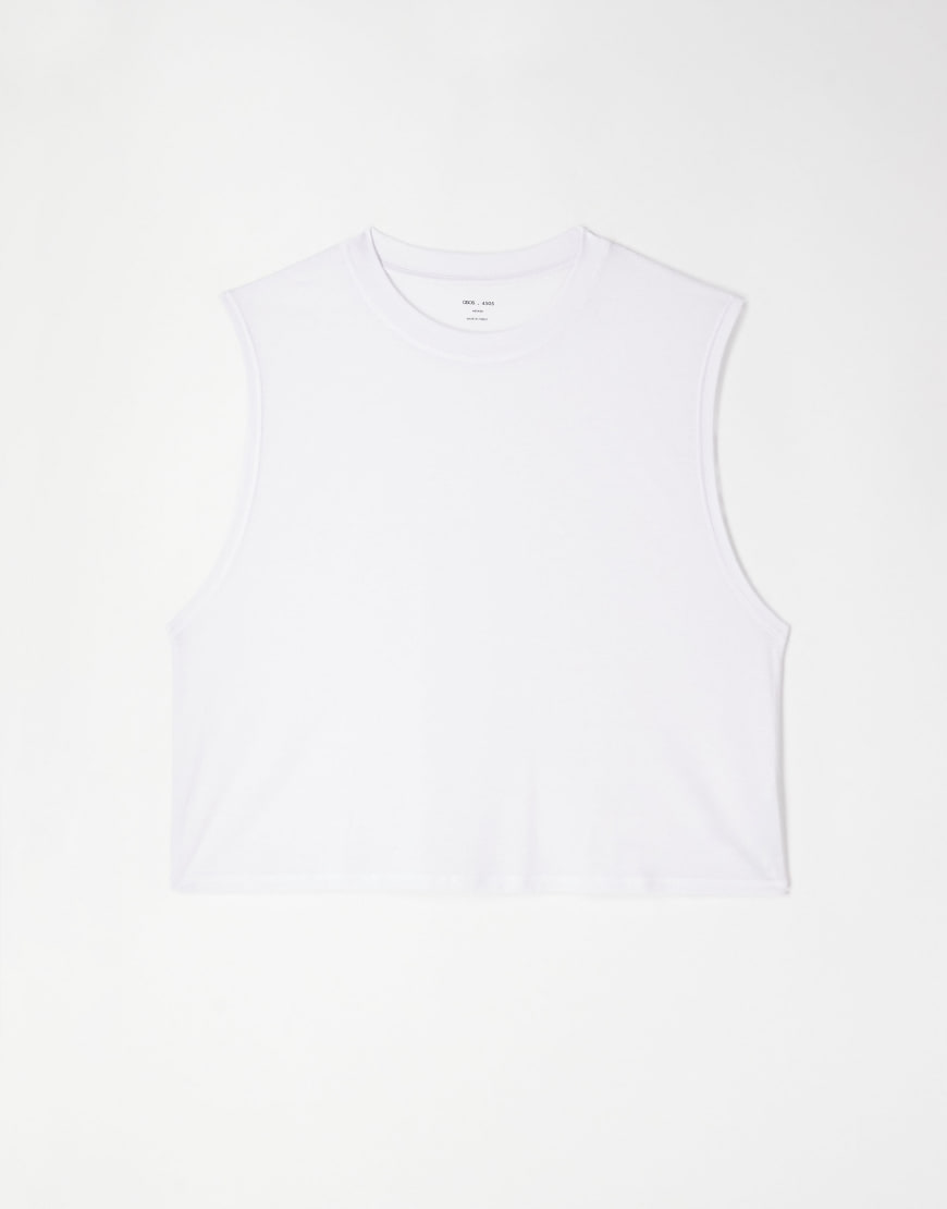 4505 - Sport-Tanktop in Weiß im Cropped Fit aus schnelltrocknendem Netzstoff von 4505