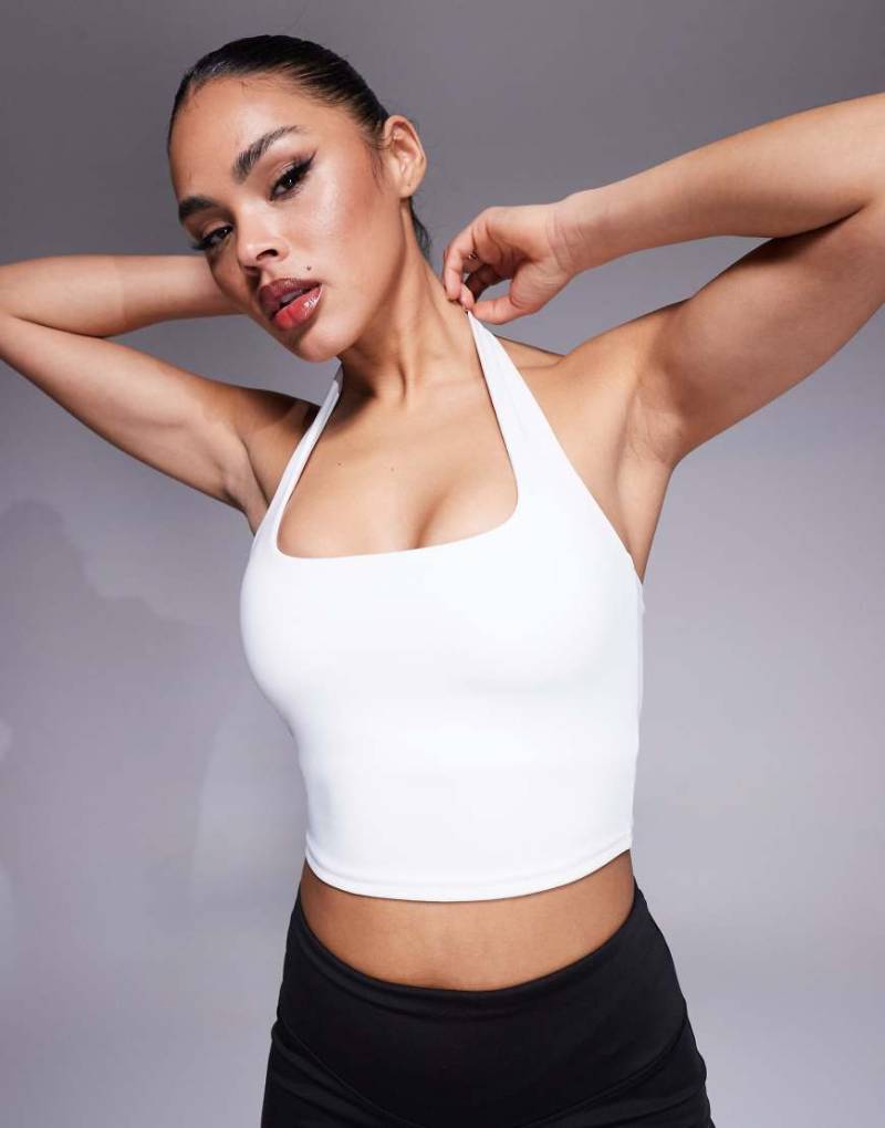 4505 - Sport-Trägertop in Weiß mit Neckholder-Träger und Innen-BH von 4505