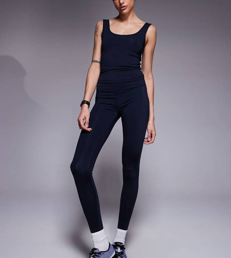 4505 Tall - Icon - Po-formende Sport-Leggings in Marineblau mit Innentasche und hohem Bund von 4505