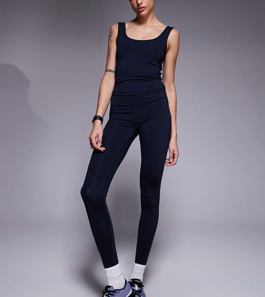 4505 Tall - Icon - Po-formende Sport-Leggings in Marineblau mit Innentasche und hohem Bund von 4505