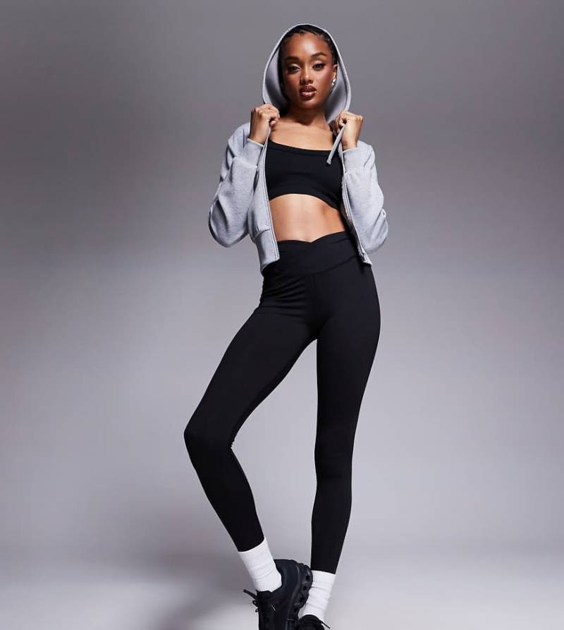 4505 Tall - Icon - Weiche Yoga-Leggings in Schwarz mit Wickelbund von 4505