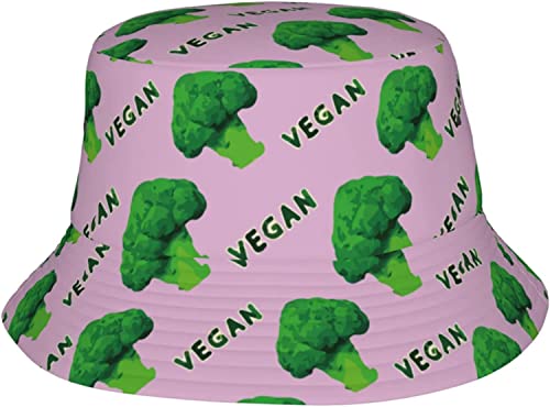 452 Fischerhut Brokkoli Vegan Grün Pink Bucket Hüte Faltbar Trekking Wanderhut Weich Damen Bucket Hat von 452