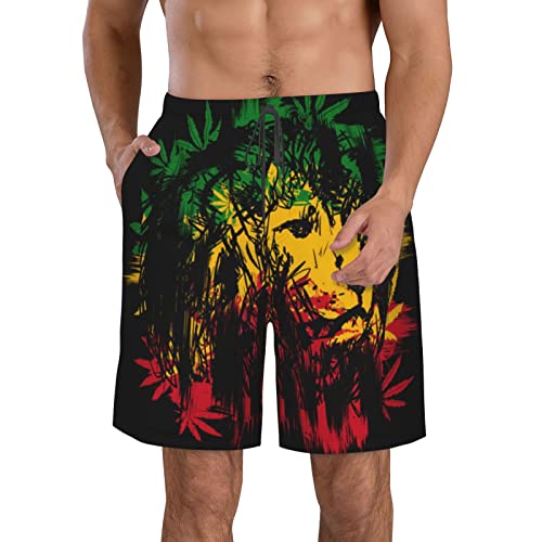452 Herren Shorts Rasta Löwe Von Juda Rastafari Strandshorts Mit Mesh Futter Badehose Freizeit Badeshorts XL von 452