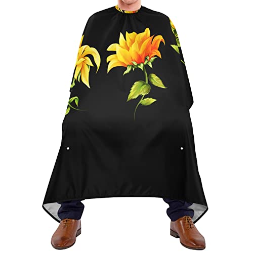 Friseur Schneiden Umhang Sonnenblume Schwarz Friseurumhänge Haar Wasserdichte Salon Umhang Einstellbar Haar Styling Cape Für Kinder Salon Haarschnitt Haar Styling 140X170Cm von 452