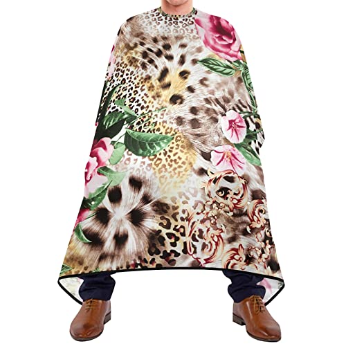 Friseur Schneiden Umhang Tropischer Leopard Und Rose Auszukämmen Cape Waschbar Friseurumhänge Haar Einstellbar Hairdressing Cape Für Haar Styling Salon Haarschnitt Kinder 140X170Cm von 452