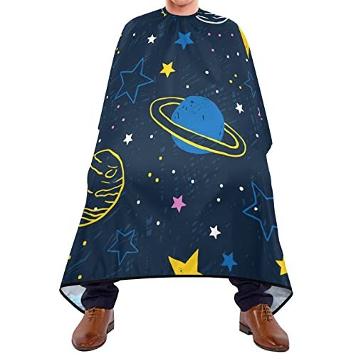 Haar Styling Cape Galaxie-Mond-Stern-Planet Haarschnitt Salon Cape Waschbar Friseur Schneiden Umhang Einstellbar Frisierumhang Für Hair Design Kinder Haar Styling 140X170Cm von 452