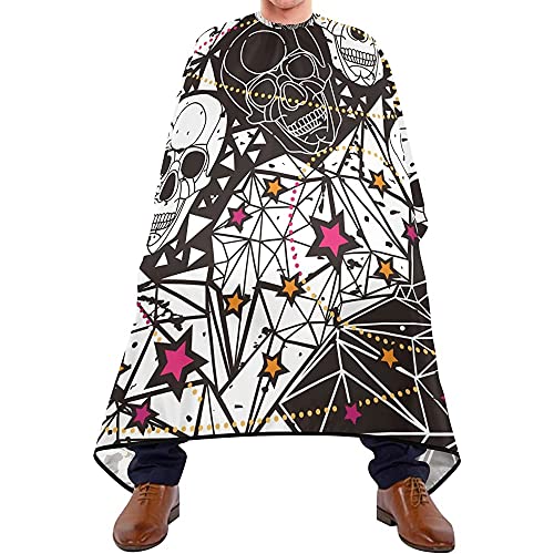 Haar Styling Cape Schwarz-Weiß-Schädel Friseurumhänge Haar Atmungsaktiv Haarschnitt Salon Cape Waschbar Barber Cape Für Kinder Haar Styling Hair Design 140X170Cm von 452