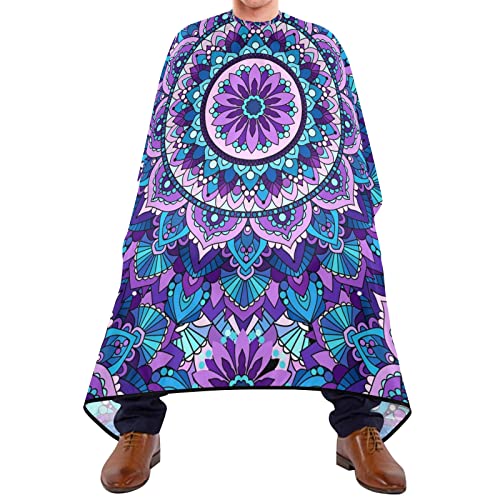 Haarschneideumhang Hipster-Mandala Lila Blume Haarschnitt Salon Cape Waschbar Frisörumhang Atmungsaktiv Salon Cape Für Erwachsene Kinder Haar Styling 140X170Cm von 452