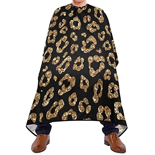 Haircut Barber Cape Gold-Glitter-Leopard-Muster-Druck Frisierumhang Atmungsaktiv Friseur Schneiden Umhang Antistatischer Salon Umhang Für Erwachsene Kinder Salon Haarschnitt 140X170Cm von 452