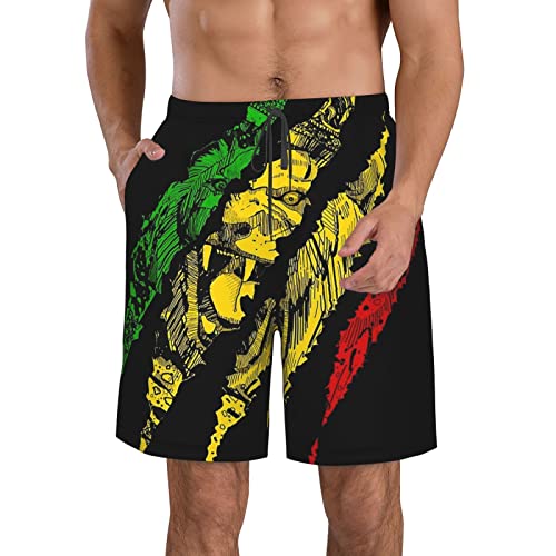 Herren Shorts Löwe Von Judah King Rasta Reggae Jamaica Roots Trainingshose Schnelltrocknend Strandkleidung Jogger Badehose 3XL von 452