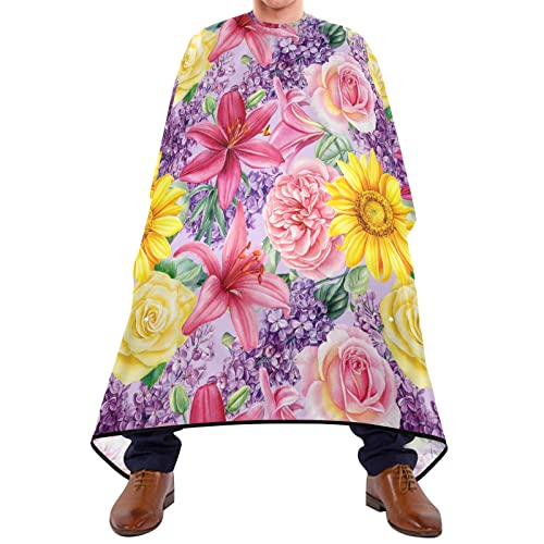 Salon Cape Sonnenblumen-Rosen-Blume Auszukämmen Cape Atmungsaktiv Haarschneideumhang Wasserdichte Barber Cape Für Kinder Haar Styling Hair Design 140X170Cm von 452