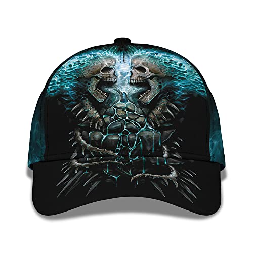 456 Freizeit Basecap Flaming Spines Scary Skulls Hut 3D-Druck Baseball Cap Original Schirmmütze Basecap Verstellbare Golf Caps Für Herren Damen Auf Reisen von 456