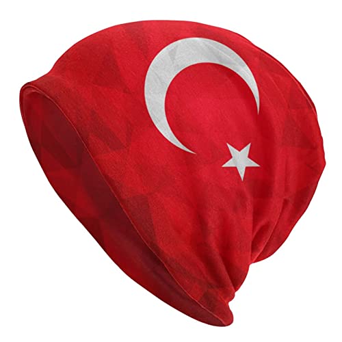 456 Herren Damen Klassische Beanie Mütze Türkei-Flagge Polygonal Unisex Basic Beanie Multifunktional Watch Hat Weich Elastisch Slouch Beanie Mütze Für Erwachsener Kinder, Einheitsgröße von 456