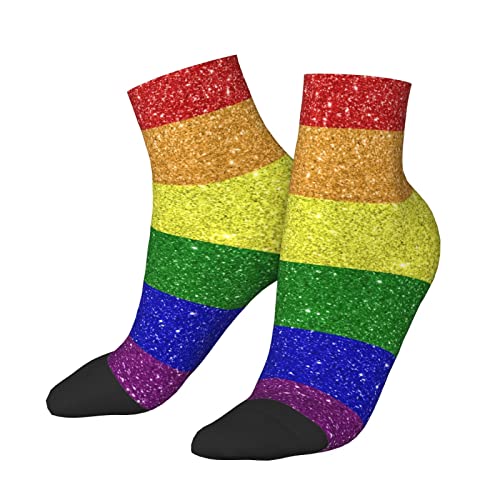 456 Radsport Socken Gay-Pride-Regenbogenfahne Sneaker Socken Geruchshemmend Socken Rutschhemmend Sneakersocken Für Yoga Geschenk Basketball,30cm von 456