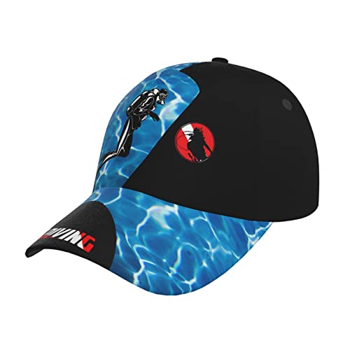 456 Scuba Tauchen - Taucher Ozean Herren Personalisierte Baseballkappe mit Text Individuell Basecap Geschenk Verstellbar Baseballmütze Leicht Outdoor Cap für Trucker Angeln Laufen Golf Tennis von 456