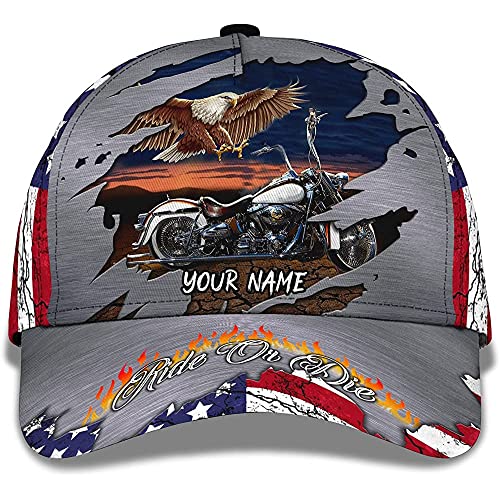 Basecap Biker On Die Für Motorradfahrer 3D Individualisierte Spruchmütze Mit Adler Und Feuermotorrad Golf Caps Vintage Sonnenblende Mütze Sonnenschutz Freizeit Basecap Für Herren Damen Running von 456