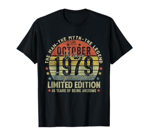 46th Birthday Gifts Vintage October 1979 46 Years Old Men T-Shirt 46th Birthday Gifts Vintage October 1979 46 Years Old Men T-Shirt von 46 Years Old Awesome Since October 1979 Birthday
