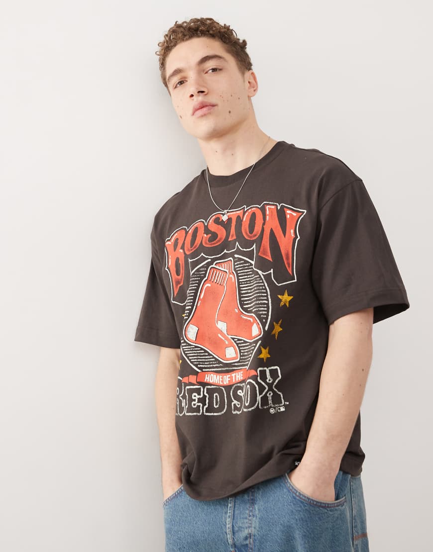 47 Brand - Boston Red Sox - T-Shirt in Anthrazit mit Grafikdruck-Grau von 47 Brand