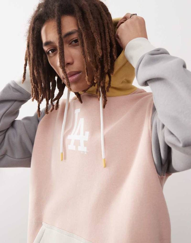 47 Brand - LA Dodgers - Kapuzenpullover in Beige mit Design in verschiedenen Kontrastfarben-Bunt von 47 Brand