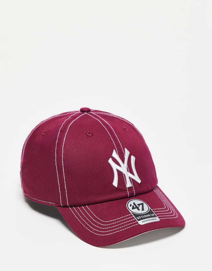 47 Brand - NY Yankee - Clean - Kappe in Rot mit Kontrastnähten von 47 Brand