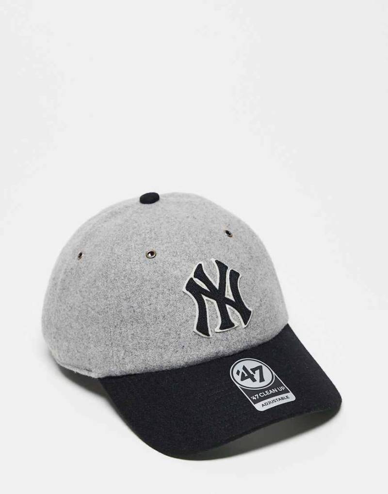 47 Brand - NY Yankees Clean Up - Kappe aus Wolle in Grau mit farblich abgesetztem Schild von 47 Brand