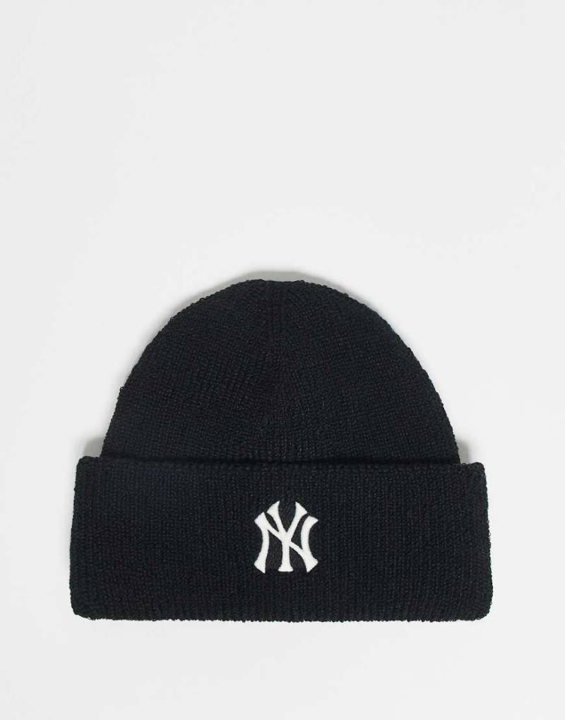 47 Brand - NY Yankees - Gerippte Strickmütze in Schwarz mit Umschlag von 47 Brand