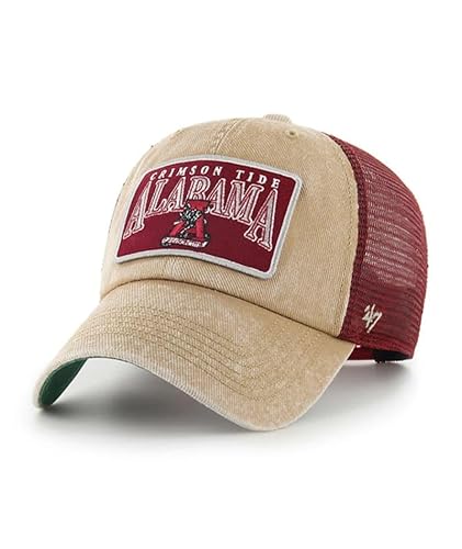 47 Alabama Hat (UA Crimson Tide) verstellbare Trucker-Mütze, Netz-Baseballkappe, Snapback, Khaki/Beige, Einheitsgröße, Khaki, Einheitsgr��e von '47