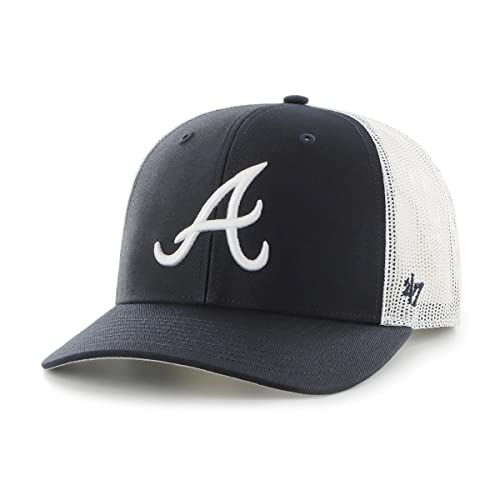 47 MLB Trucker Snapback verstellbare Mütze für Erwachsene, Einheitsgröße, Atlanta Braves – Marineblau, Einheitsgr��e von '47