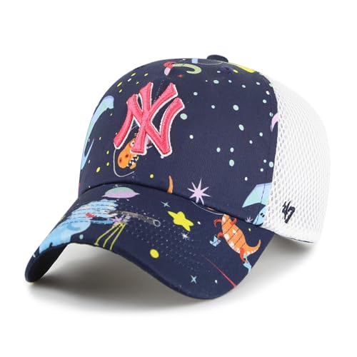 '47 New York Yankees MLB Clean Up Trucker Space Dino Blau Weiß Verstellbare Cap für Kinder Youth von '47