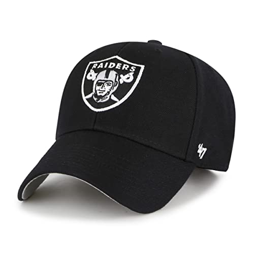 '47 Oakland Raiders Hat NFL Authentic Brand MVP Adjustable Velcroback Black Football Cap Adult One Size Men &; Women 85% Acrylic 15% Wool von '47