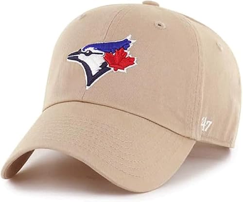 '47 Toronto Blue Jays Herren Damen Mütze mit verstellbarem Riemchen, Khakifarbenes Logo, Khaki, Einheitsgr��e von '47